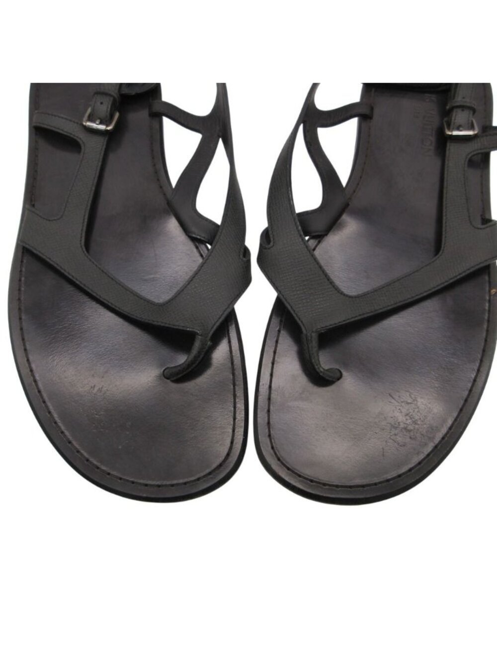 Louis Vuitton Beach Sandals Thong Leather Belt Shoes 11 Black - Picture 8 of 9